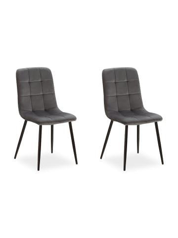 Homestyle4u Esszimmerstuhl 2er Set in Anthrazit Samt