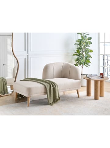 Beliani Chaiselongue TANLAY in Beige/Braun - (W) 74 x (H) 78 x (L) 153 cm rechtsseitig