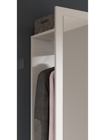 Inn.Furn Kompaktgarderobe weiß, Eiche Nox, Garderobe mit Spiegel 45 x 190 cm