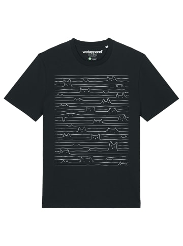 wat? Apparel T-Shirt Doodle Cats in Schwarz