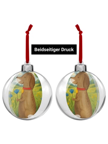 Mr. & Mrs. Panda Kunststoff Weihnachtskugel Hund Blume Design oh... in Weiß