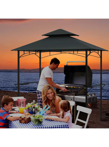 COSTWAY Grillpavillon Garten 240 x 151 x 255 cm in Grau