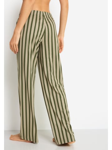 LSCN BY LASCANA Pyjamahose in dunkelgrün-gold-gestreift