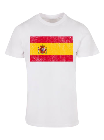 F4NT4STIC T-Shirt Spanien Flagge Spain distressed in weiß