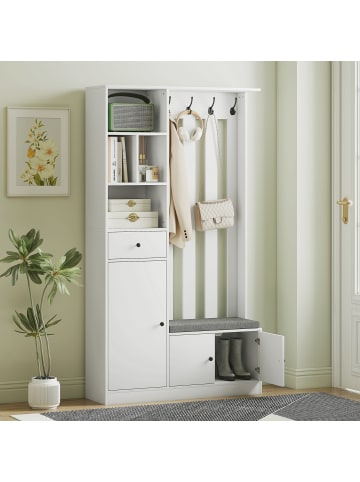 HOMCOM Garderobenständer-100L x 30B x 180H cm-Weiß