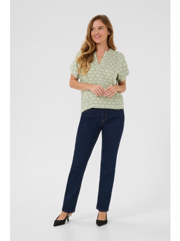Kaffe Kurzarm-Bluse KAano Regular fit in Oli Green / Chalk Print