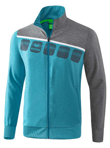 erima 5-C Praesentationsjacke in oriental blue melange/grau melange/weiss