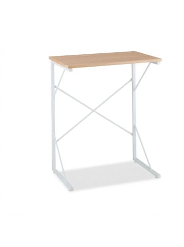 relaxdays Schreibtisch in Weiß/ Braun - (B)60 x (H)75 x (T)40 cm