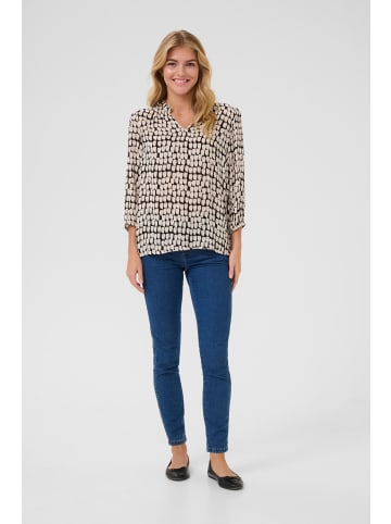 Kaffe Langarm-Bluse KAedita Regular fit in Black_Sand Graphic Dot