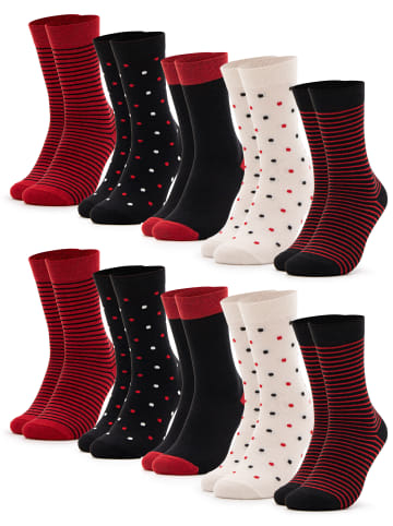 Occulto 10er Pack Muster Socken Milka in Rot