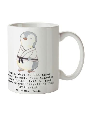 Mr. & Mrs. Panda Tasse Unerschütterliche Judo Trainerin mit Spruch in Weiß