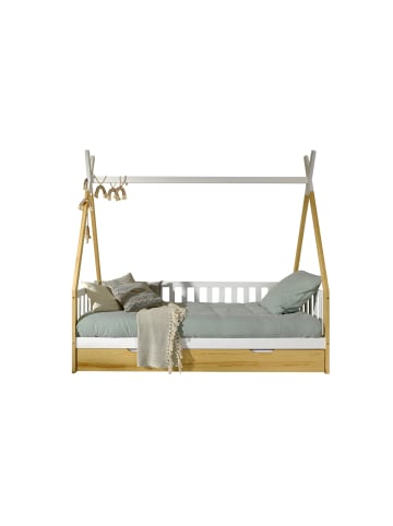 58 aufm Kessel ZELTBETT Karyn 6 206x185x96 aus Kiefer Massivholz in Weiß/natur