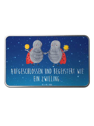 Mr. & Mrs. Panda Behälter Sternzeichen Zwilling mit Spruch in Sternenhimmel Blau