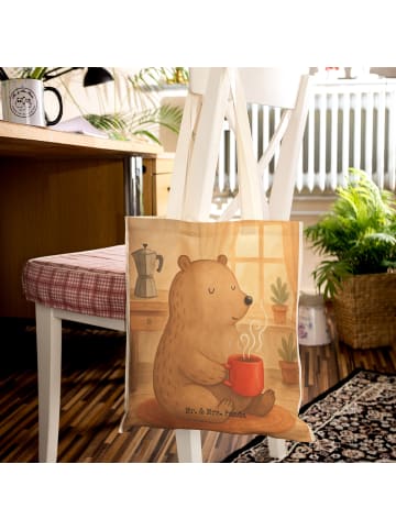 Mr. & Mrs. Panda Shopper Bär Morgenkaffee Design ohne Spruch in Weiß