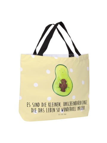 Mr. & Mrs. Panda Strandtasche Avocado Kern mit Spruch in Gelb Pastell