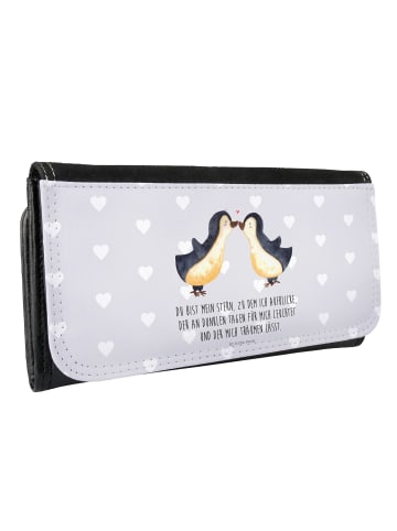 Mr. & Mrs. Panda Damen Portemonnaie Pinguin Liebe mit Spruch in Grau Pastell