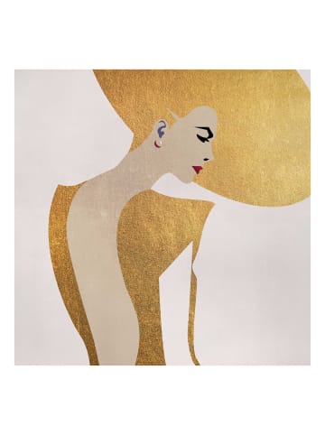 WALLART Leinwandbild - Dame mit Hut in Gold in Gold