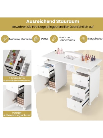 COSTWAY Maniküretisch mit elektrischer Staubabsaugung in Weiß
