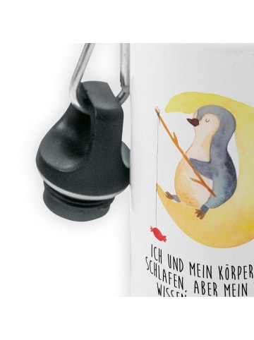 Mr. & Mrs. Panda Kindertrinkflasche Pinguin Mond mit Spruch in Weiß