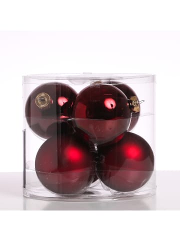 MARELIDA 6er Set Weihnachtskugeln Baumkugeln Glas D: 8cm in weinrot