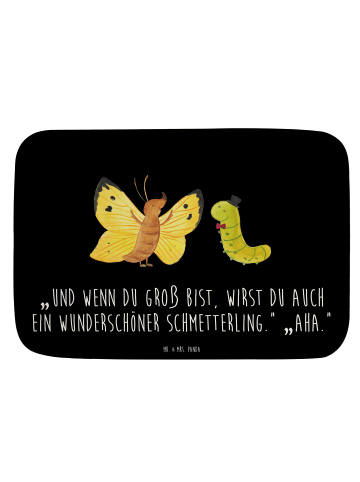 Mr. & Mrs. Panda duschmatte Raupe Schmetterling mit Spruch in Schwarz