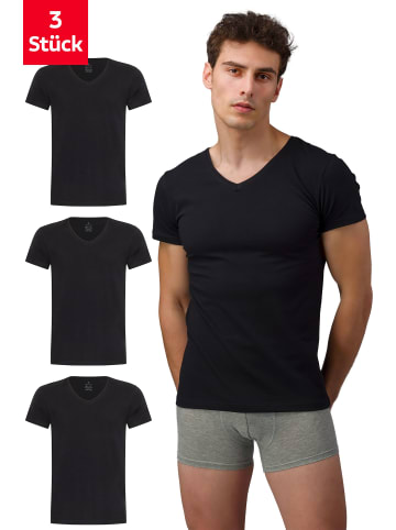 Burnell & Son 3er Pack: Unterhemd mit V-Ausschnitt in schwarz