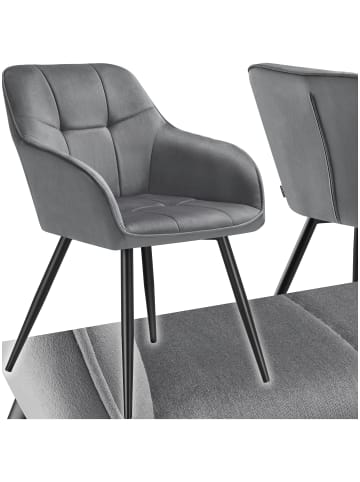 tectake Polstersessel gepolstert, in Samtoptik, gesteppt, 58 x 62 x 82 cm