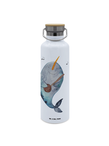 Mr. & Mrs. Panda Wasserflasche Narwal Gitarre ohne Spruch in Weiß