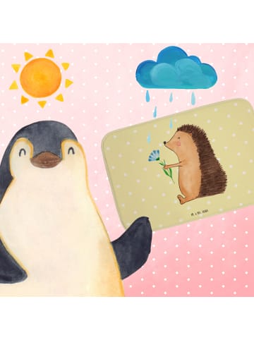 Mr. & Mrs. Panda Badematte Igel Blumen ohne Spruch in Gelb Pastell