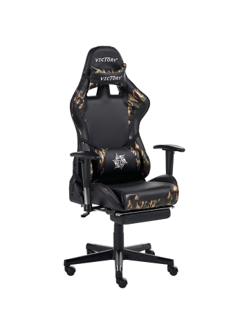 Beliani Gaming Stuhl VICTORY in Schwarz/Weiß/Grau - (W) 55 x (H) 124 x (L) 60 cm