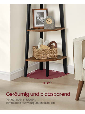 VASAGLE Eckregal Barnet in Braun-Schwarz - (B)37.2 x (H)159 x (T)37.2 cm