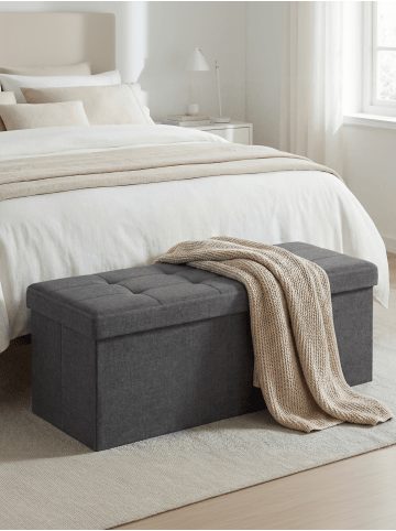 SONGMICS Sitzbank Minota in Dunkelgrau - (B)110 x (H)38 x (T)38 cm