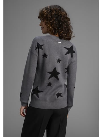 Laura Scott Rundhalspullover in grau sterne