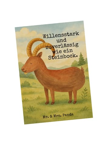 Mr. & Mrs. Panda Postkarte Sternzeichen Steinbock Design mit Spruch in Weiß