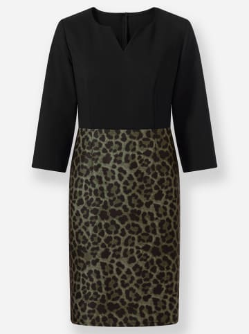 Heine Druck-Kleid in schwarz-oliv-bedruckt