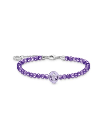 Thomas Sabo Armband Beads Mit Alienkopf Und Violetter Kaltemaille in silber, violett