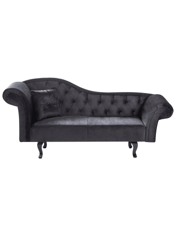 Beliani Chaiselongue LATTES in Schwarz/Dunkler Holzfarbton