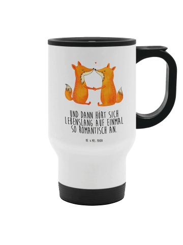 Mr. & Mrs. Panda Becher Füchse Liebe mit Spruch in Weiß