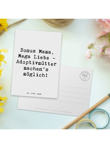 Mr. & Mrs. Panda Postkarte Adoptivmutter Liebe mit Spruch in Weiß