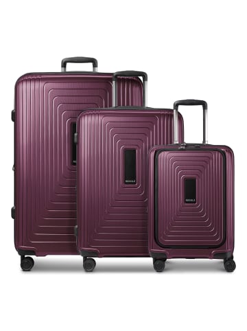 Redolz Essentials 14 4 Rollen Kofferset 3-teilig mit Dehnfalte aubergine metallic