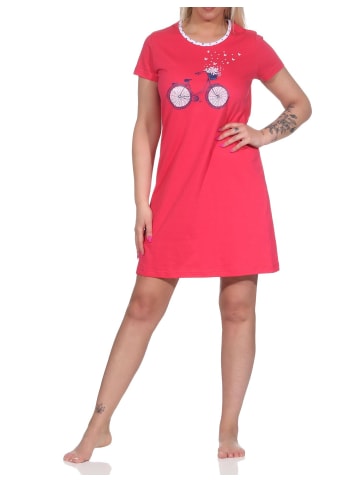 NORMANN Kurz Nachthemd Bigshirt Fahrrad - 74787 in rot