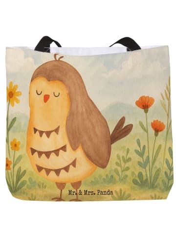 Mr. & Mrs. Panda Shopper Eule Zufrieden Design ohne Spruch in Weiß