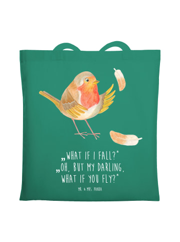 Mr. & Mrs. Panda Jutebeutel Rotkehlchen Federn mit Spruch in Mint