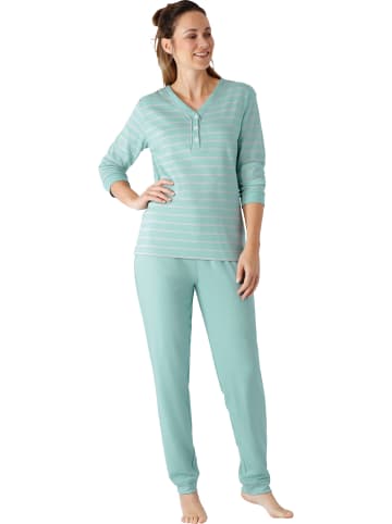 hajo Interlock-Jersey Schlafanzug in jade meliert