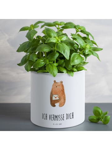 Mr. & Mrs. Panda XL Blumentopf Bär Liebesbrief mit Spruch in Weiß