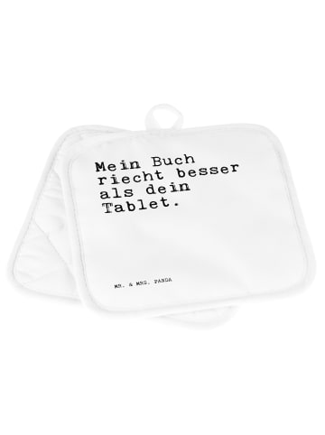 Mr. & Mrs. Panda Topflappen Mein Buch riecht besser... mit Spruch in Weiß