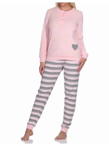 NORMANN Frottee Schlafanzug Bündchen - 77697 in rosa