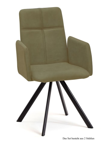 58 aufm Kessel ARMLEHNSTUHL (2er-Set) Dawna 52x92x60 Schwarz/Olivgrün