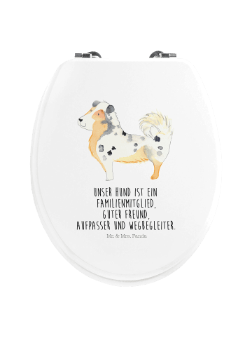 Mr. & Mrs. Panda Motiv WC Sitz Hund Australien Shepherd mit Spruch in Weiß