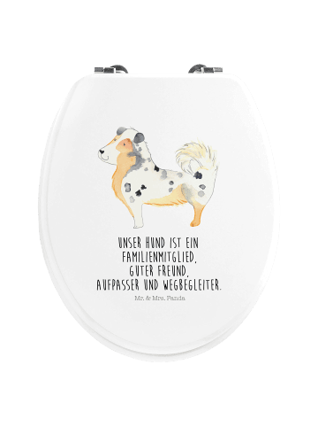 Mr. & Mrs. Panda Toiletten-Sitz Hund Australien Shepherd mit Spruch in Weiß